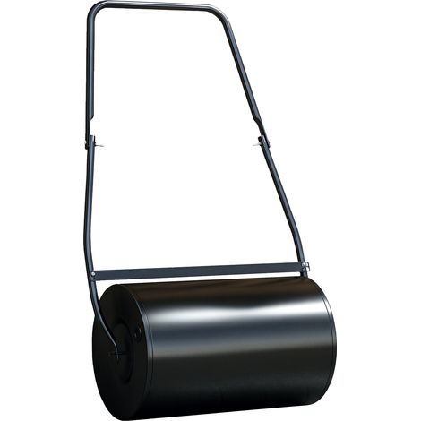 Rouleau à gazon - DURHAND - remplissable avec 38 L d'eau ou de sable - acier et métal - 60 x 32 x 105 cm - noir