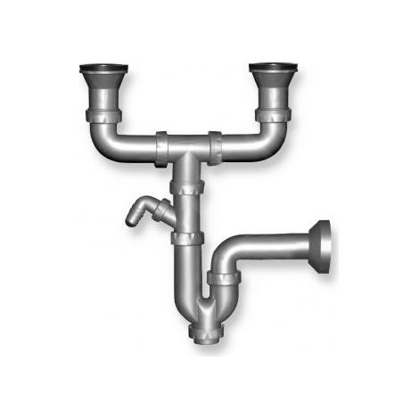 Novaservis Siphons - Siphon pour évier double 49 mm sans trop-plein, plastique NSP22 (1/2)