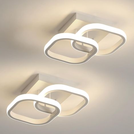 Plafonnier LED moderne, 2 pièces 22 W 2475 lm, en aluminium, pour chambre à coucher, salon, couloir, cuisine, lumière neutre [Classe E, économie d'énergie]