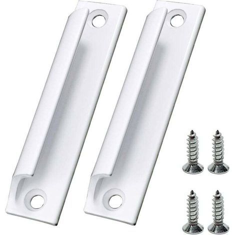 Poignée de porte de balcon extérieure, 2 poignées de porte de terrasse, convient pour la maison, les tiroirs de bureau, les portes d'armoire, etc. Avec vis (blanc) (1/4)