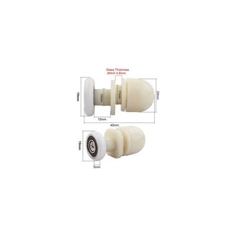 Roulettes Porte de Douche, 4 Pièces Roulette Porte Coulissante Douche en Laiton, pour Rouleau pour Remplacement de Douche Coulissante Verre Porte Coureurs Rouleaux (19MM) (1/3)