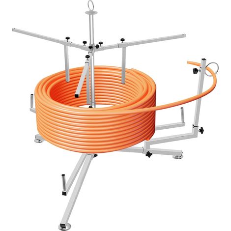 HAUTOUR Dérouleur de tuyau - Charge maximale : 200 kg - Pour chauffage au sol - Réglable de 20 à 65 cm de diamètre - Avec sac - Pour tuyaux de chauffage et d'eau PEX PERT jusqu'à 600 m - Gris (1/5)