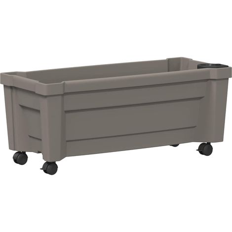 vidaXL Vaso Calypso con Ruote Grigio 79 x 35 x 33 cm PP