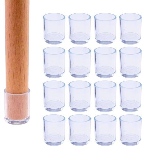 Set of 16 chair leg protection tips - Silicone - Round - Diameter: 16 mm