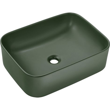 Lavabo rettangolare da appoggio 50 cm verde opaco bagno