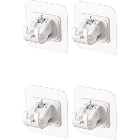 4pcs White Curtain Rod Holders No Drilling Self Adhesive Clear Curtain Rod Holders MUMU (1/3)