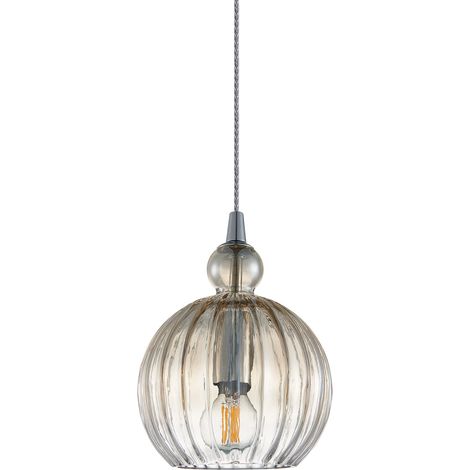 Lampada a sospensione Biron Italux cromata vetro E14
