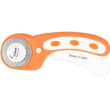 Cutter rotatif 45 mm pour patchwork et couture, coupe précise cuir et tissu, manche ergonomique orange (1/5)