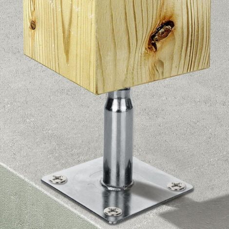 Lot de 4 support de poteau reglable, supports de poteau, galvanisés, 100 à 150 mm, hauteur réglable, pour clôtures, abris, abris de voiture, pergolas, travaux de construction (1/4)