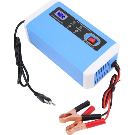 Chargeur de batterie voiture 12V/24V intelligent LCD écran, entretien par impulsions pour 10Ah‑200Ah 110‑240V (1/5)