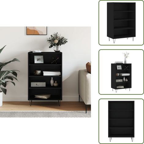 Buffet haut noir 57x35x90 cm bois d'ingénierie - Buffet Design Moderne - Meuble Rangement Cuisine - Armoire Haute - Buffet Noir - Buffet Industriel (1/5)