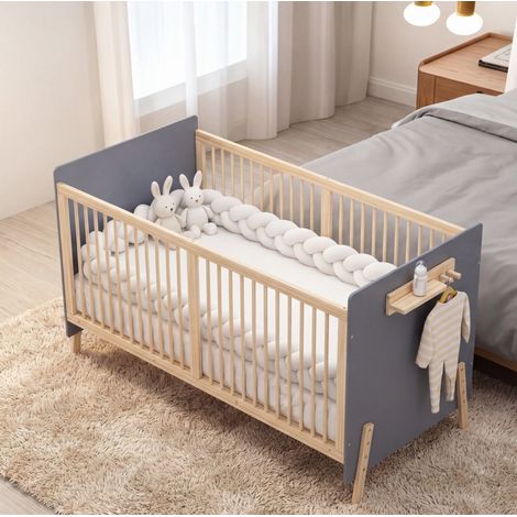 Cama infantil regulable convertible de pino azul OKMYHOME (1/5)