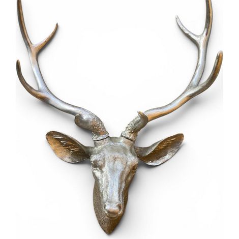 51cm Stag Deer Head - Wall Decoration - Resin - L28 x W42 x H60 cm - Silver