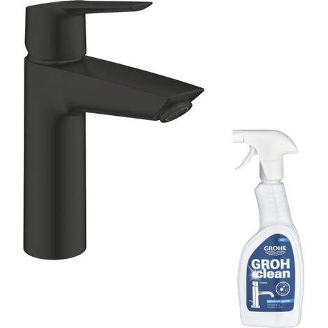 GROHE Start Mezclador de lavabo agua fría apertura negro M + limpiador GrohClean (1/5)