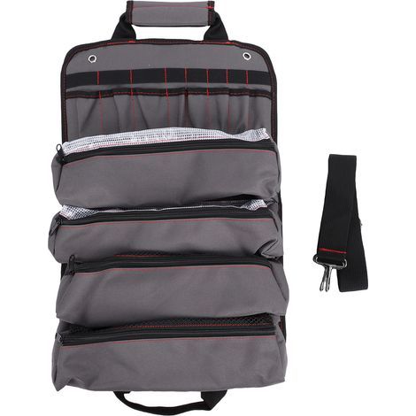 Sac à outils enroulable pour électricien charpentier, pochette de rangement Portable à poches multiples, tissu Oxford épais imperméable (1/5)
