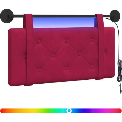 Maison Exclusive - Tête de lit suspendue Avec lumière LED Bordeaux Velours (1/5)