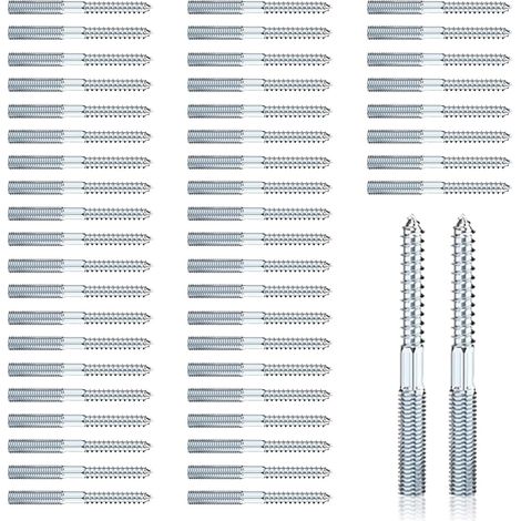 50 Pièces Vis Double Filetage M8 x 80 mm, Vis à Double Filetage, Boulons de Suspension Torx, Bois Goujon Tige Filetée pour Assemblage de Meubles et Fixation (1/5)