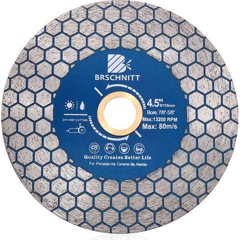 1 Diamanttrennscheibe – Sägeblatt – Doppelseitig für Porzellan, Keramik, Marmor, Granit, Stein – Nass- und Trockenbearbeitung – 115 mm (1/5)