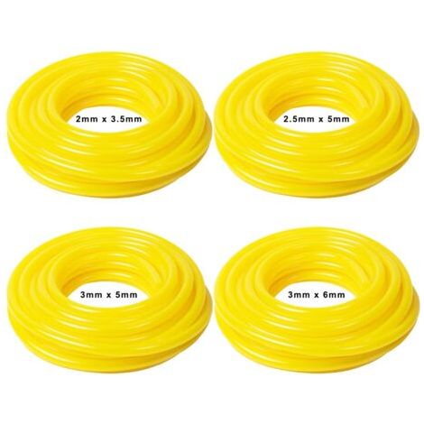 QORVA-Set de 4 tuyaux en PVC pour carburant Longueur 1.5 m Dimensions (diamètre intérieur x diamètre extérieur) 2,5 x 5 mm, 3 x 5 mm, 2 x 3,5 mm, 3 x 6 mm