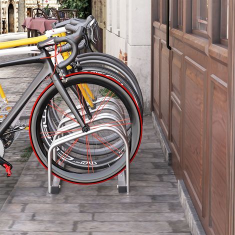 Râtelier 4 vélos dimensions 110L x 33l x 27H cm acier galvanisé argent