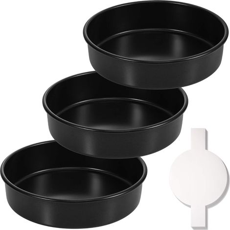 Moule à gâteau rond de 20 cm (8 pouces), ensemble de 3 pièces, antiadhésif, avec 90 feuilles de papier sulfurisé, compatible lave-vaisselle (1/5)