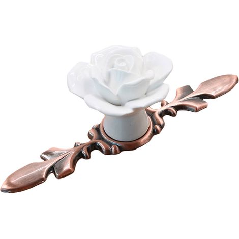 Rose Ceramic Alloy Base Door Knob Drawer Cupboard Wardrobe Furniture Pull Handle 7 (1/2)