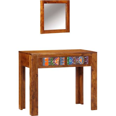 Coiffeuse,Table de Maquillage avec miroir en bois d'acacia couleur miel CFW554748 (1/5)