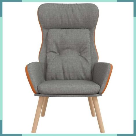 Chaise de relaxation - 341301 - Gris clair - Tissu & cuir synthétique (PVC) - Structure bois massif (1/5)
