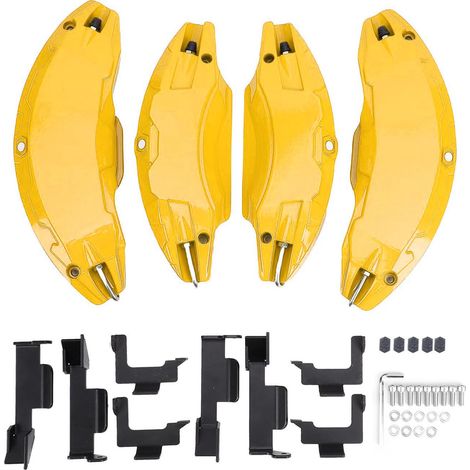 Caches étrier frein avant et arrière aluminium – Set moyeu roue avec stickers remplacement Juniper 2025 2026 jaune (1/5)