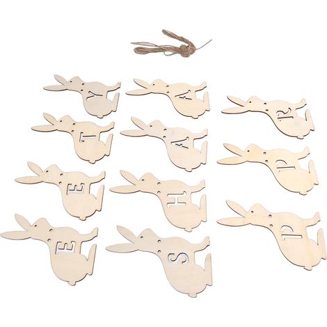 Banderole décorative en bois pour Pâques, guirlande de lapins DIY, artisanat créatif, 10 pièces suspendues. (1/5)
