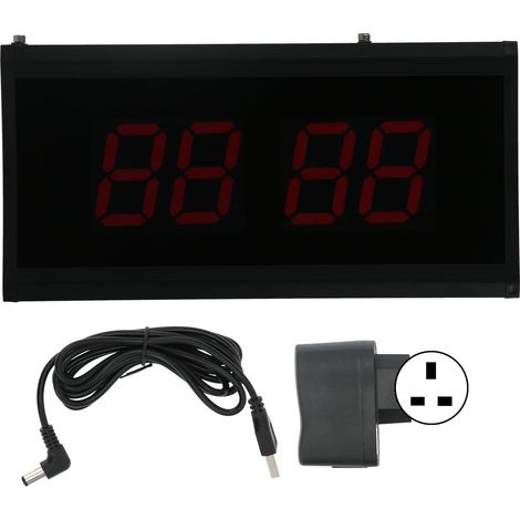 Horloge Murale Numérique Grand Écran Aluminium Noir 38x19cm avec Date Température Bureau Salon (1/5)