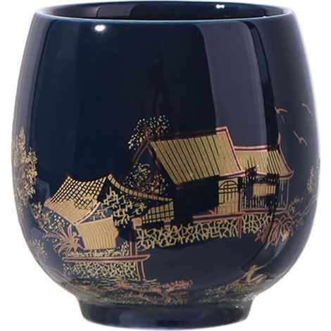 Tasse à thé en poterie émaillée rétro simple avec glaçure, surface lisse, 180 ml, tasse à thé Kung Fu pour bureau (style B) (1/5)
