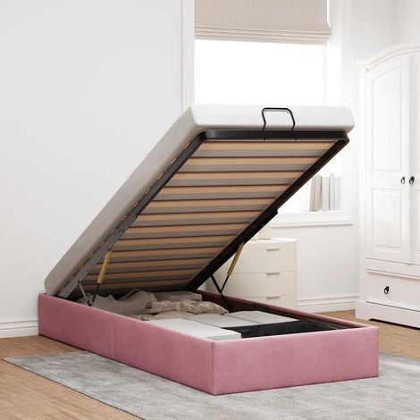 Ottoman-Bett ohne Matratze Rosa 90x200 cm Samt (1/5)
