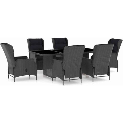 Maison Exclusive - Set Pranzo da Giardino 7pz con Cuscini Polyrattan Grigio Scuro (1/5)