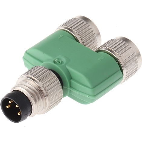 Adaptateur pour connecteur cylindrique Droit Phoenix Contact M8 Double M8 3 contacts Femelle, placage Nickel ( Prix pour 1 )