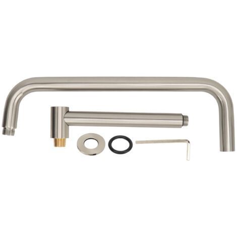 Shower Head Extension with Flange, S Shape Shower Arm, Wall Bracket, Brushed Bathroom Stainless Steel Rotating Shower Hose (1/5)
