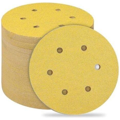 Disques Abrasifs 150mm,40 Pièces Abrasifs de Ponçage Ponceuse tampons ponçage ronds 6 trous Grain 40 pour Poncer Polir Dérouiller pour Ponceuse Excentrique (1/5)
