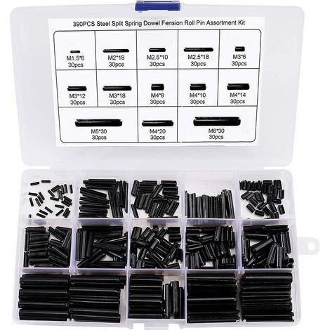 390 Pièces Goupille élastique en Acier au Manganèse Assortiment Kit M1.5 M2 M2.5 M3 M4 M5 M6 avec la Boîte (1/5)