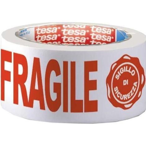 TESA Nastro da imballo in PP stampato "FRAGILE" 66 m (1/2)