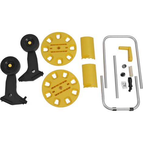 Chariot porte-tuyau d'arrosage avec roues ABS PP G1/2, en aluminium antidérapant pour la plantation de pelouses à l'extérieur, couleur jaune. (1/5)