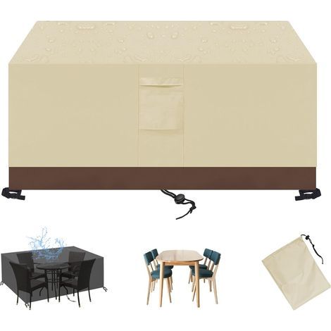 Funda para muebles de jardín, 420D de alto rendimiento, impermeable, cortavientos, transpirable, a prueba de polvo y resistente a los rayos UV, beige y café, 170 x 94 x 70 cm (1/5)