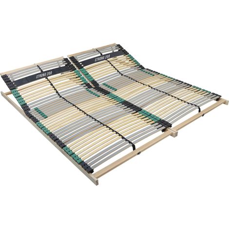 Lattenrost PREMIUM STRONG mit Buchenholz, Lattenrost 160x200 (Set 2x80x200) extra stabil, Kopfteil verstellbar, ergonomische 7 Zonen Lattenrost mit 42 verstärkten Leisten, Germany