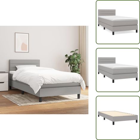 Boxspringbett mit Matratze Hellgrau 90x200 cm Stoff - Boxspringbett - Doppelbett - Schlafraum - Bettenrahmen - Matratze (1/5)