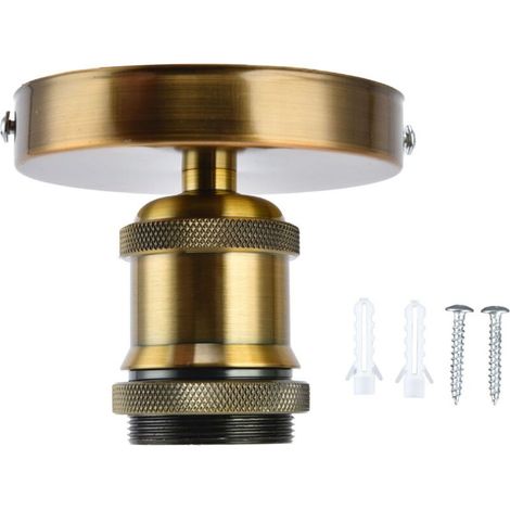 Douille de Lampe Vintage E26/E27 en Métal Antique Doré – Support Plafond pour Cuisine, Chambre & Salon – 100-240 V (1/5)
