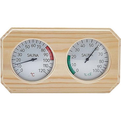 Thermomètre et hygromètre pour sauna en bois, double affichage de la température et de l'humidité, fixation murale (1/5)