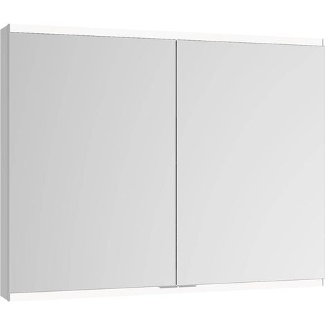 Armario con espejo Royal Modular 2.0 900x900x120mm anodizado plateado empotrado, 1 toma, USB KEUCO