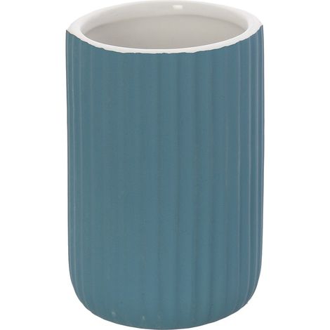 Portaspazzolini bagno da appoggio blu in ceramica soft touch Spring (1/5)