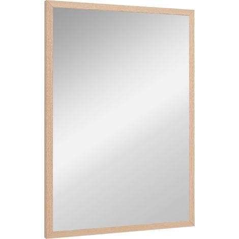 Espejo de Pared 50x70cm Espejo Decorativo con 4 Ganchos Espejo Rectangular para Dormitorio Baño
