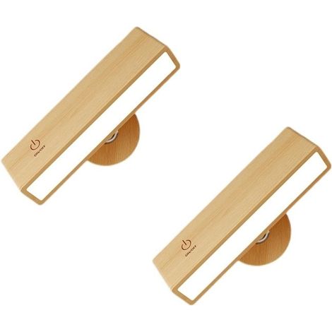 Juego de 2 lámparas de mesilla de noche - Apliques de pared inalámbricos - Recargables, LED, Madera - Lámpara de pared inalámbrica, Lámpara de pared LED inalámbrica