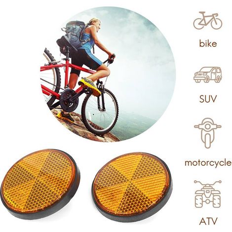 Adatto per confezione da 6 catarifrangenti universali rotondi arancioni da 2 pollici, adatti per motociclette, ATV e mountain bike.